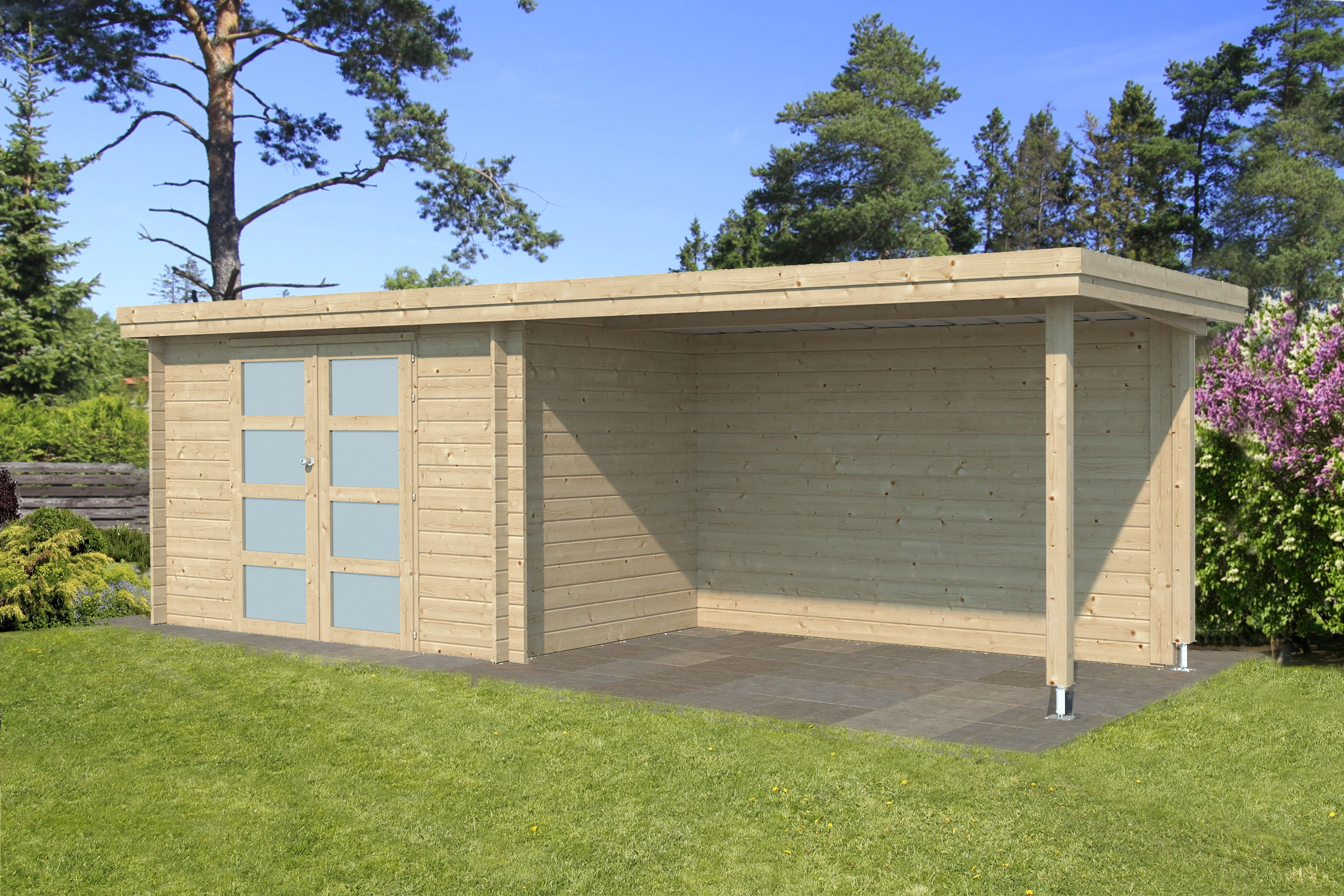 Woodlands Blokhut Oregon met Overkapping 595 x 205 cm - Afbeelding 1